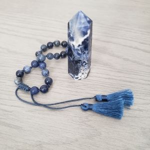 Sodalite bracelet and obelisk